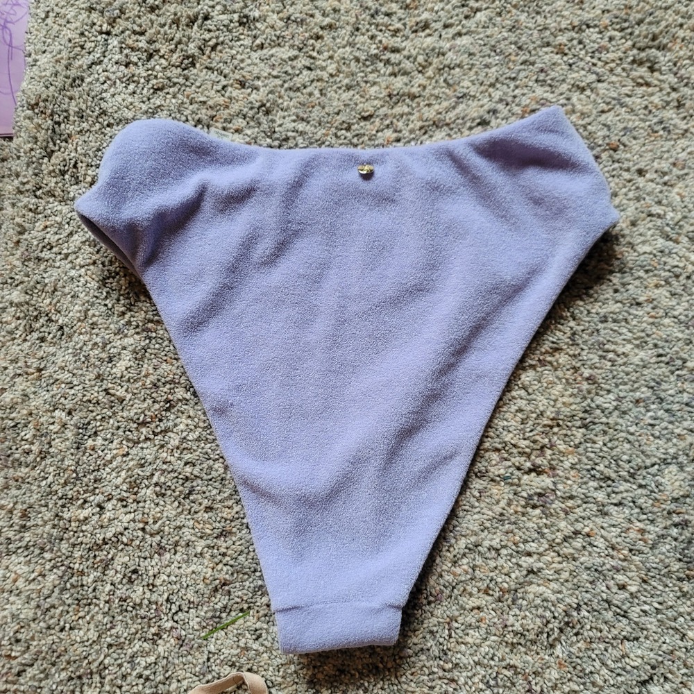 Victorias Secret Lavender Terry Cloth High Waist Bikini Bottom Small Purple